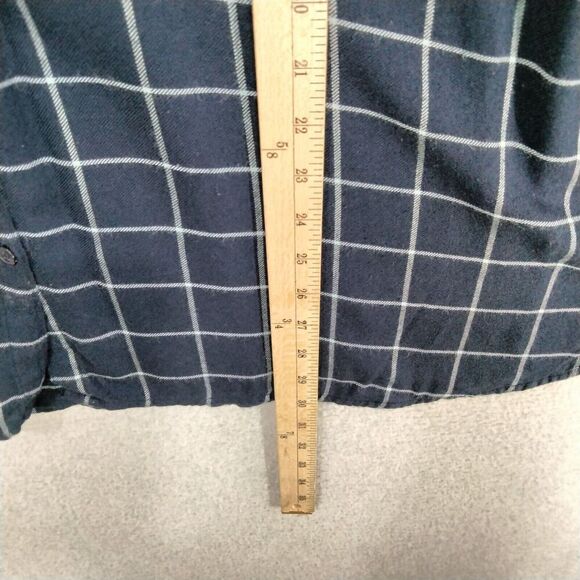 Catherines Button Down Shirt Womens Size 1X Navy Blue Beaded Long Sleeve Grid - Picture 4 of 12